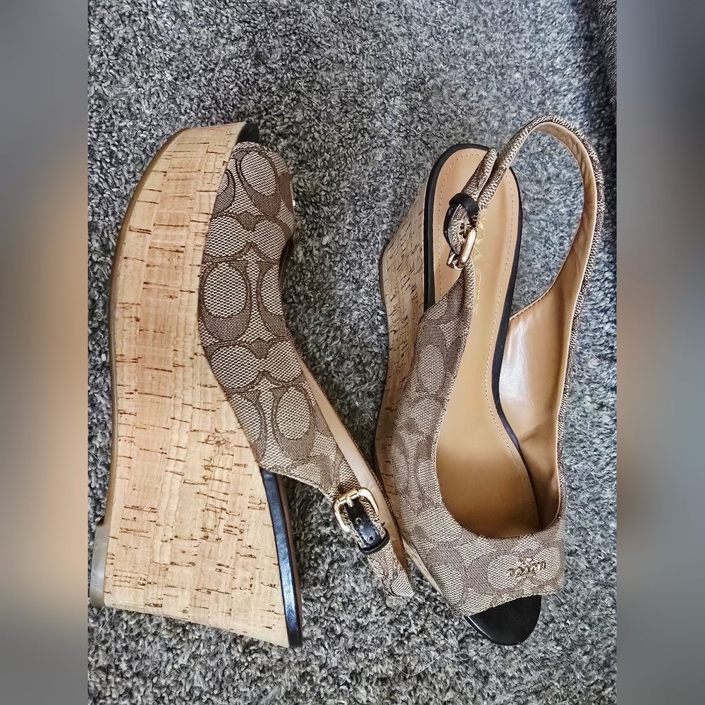 Coach Brown and Black Wedges - Picture 3 of 8